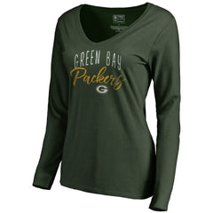 Green Bay Packers Women's Graceful Long Sleeve V-Neck T-Shirt - Green T-shirts