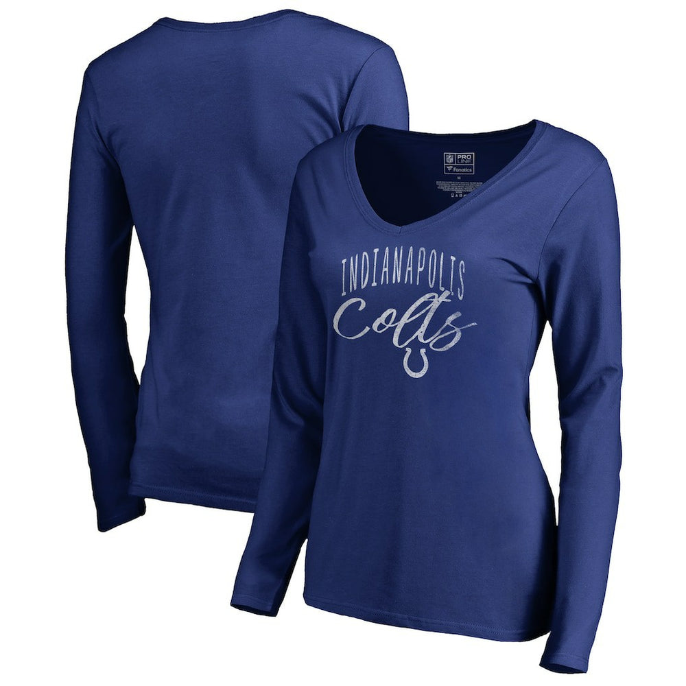 Indianapolis Colts Women's Graceful Long Sleeve V-Neck T-Shirt - Royal T-shirts