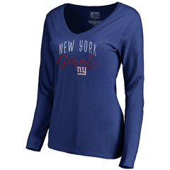 New York Giants Women's Graceful Long Sleeve V-Neck T-Shirt - Royal T-shirts
