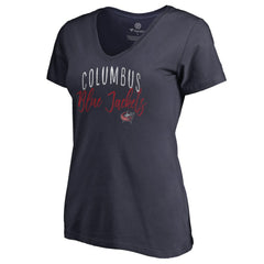 Columbus Blue Jackets Women's Graceful V-Neck T-Shirt - Navy | US 3088737