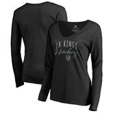 Los Angeles Kings Women's Graceful Long Sleeve V-Neck T-Shirt - Black | US 3088773