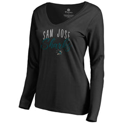 San Jose Sharks Women's Graceful Long Sleeve V-Neck T-Shirt - Black | US 3088783
