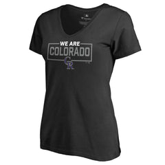 Colorado Rockies Women's We Are Icon V-Neck T-Shirt - Black T-shirts