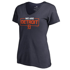Detroit Tigers Women's We Are Icon V-Neck T-Shirt - Navy T-shirts