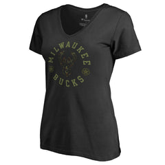 Milwaukee Bucks Women's Liberty V-Neck T-Shirt Black outlet