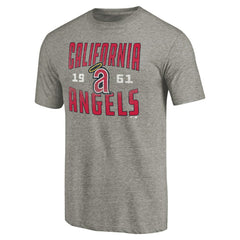 California Angels Cooperstown Collection Vintage Antique Stack Tri-Blend T-Shirt - Gray T-shirts