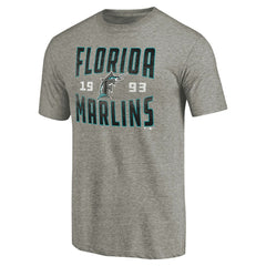 Florida Marlins Cooperstown Collection Vintage Antique Stack Tri-Blend T-Shirt - Gray T-shirts