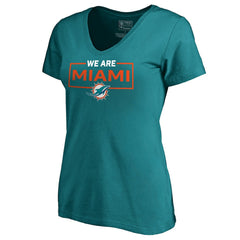 Miami Dolphins Women's We Are Icon V-Neck T-Shirt - Aqua T-shirts