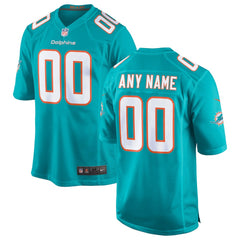 Miami Dolphins Youth Custom Game Jersey - Aqua Jerseys