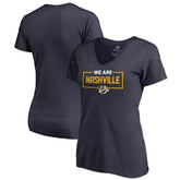 Nashville Predators Women's Iconic Collection V-Neck T-Shirt - Navy | US 3120550