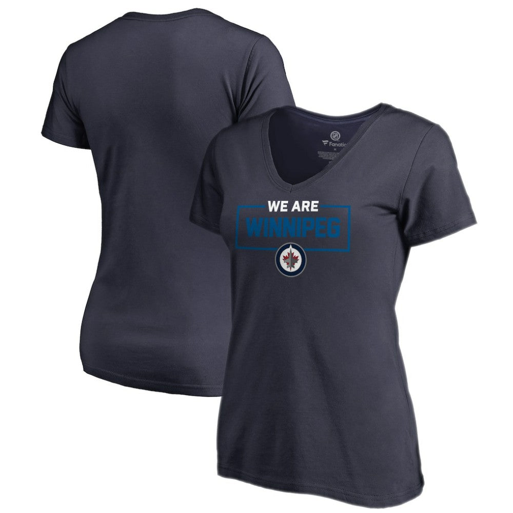 Winnipeg Jets Women's Iconic Collection V-Neck T-Shirt - Navy | US 3120561