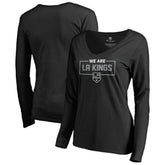 Los Angeles Kings Women's Iconic Collection We Are Long Sleeve V-Neck T-Shirt - Black | US 3120573