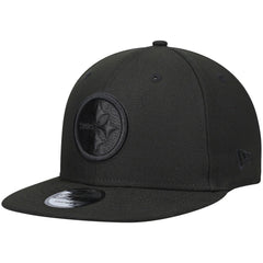 Pittsburgh Steelers New Era Black On Black 9FIFTY Adjustable Hat - Black Hats