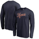 Detroit Tigers Team Wordmark Long Sleeve T-Shirt - Navy T-shirts