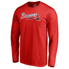 Atlanta Braves Team Wordmark Long Sleeve T-Shirt - Red T-shirts