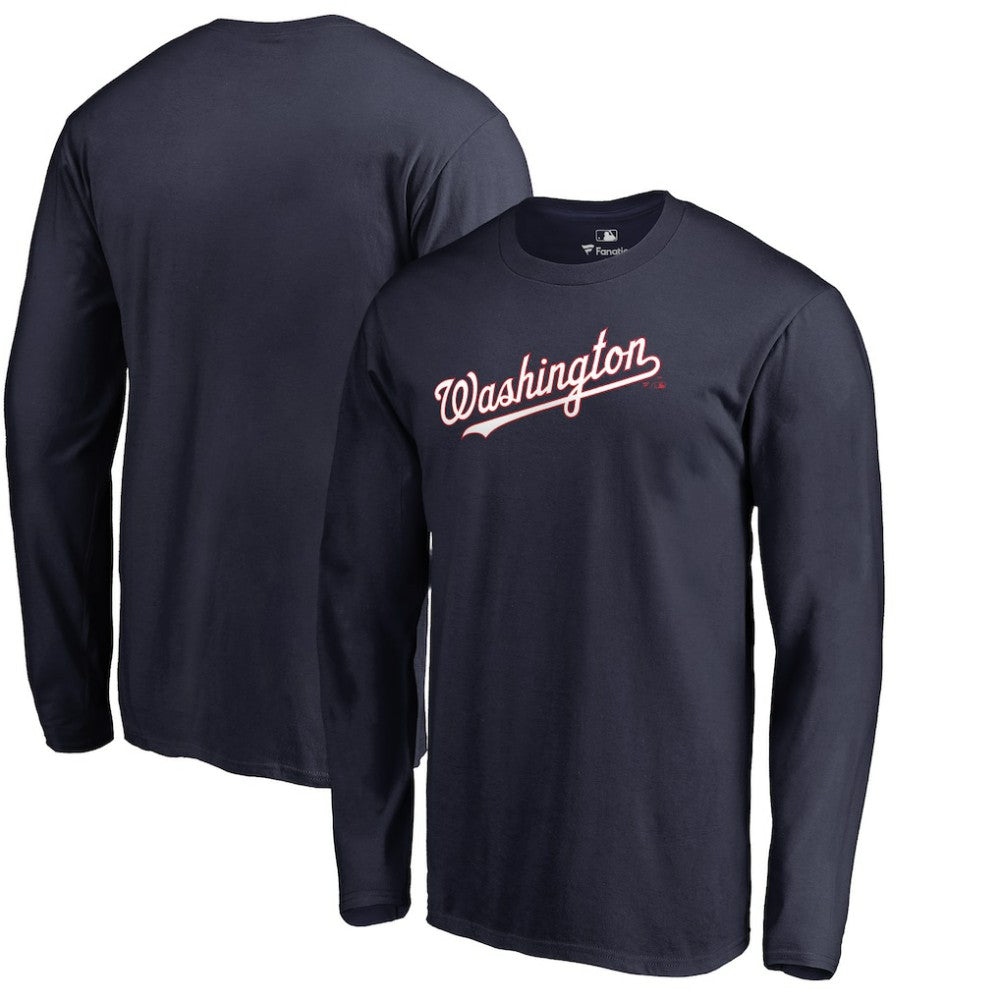 Washington Nationals Team Wordmark Long Sleeve T-Shirt - Navy T-shirts