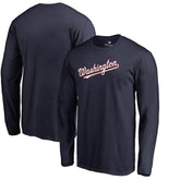 Washington Nationals Team Wordmark Long Sleeve T-Shirt - Navy T-shirts
