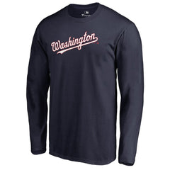 Washington Nationals Team Wordmark Long Sleeve T-Shirt - Navy T-shirts