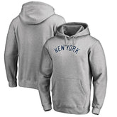 New York Yankees Official Wordmark Fitted Pullover Hoodie - Heather Gray Hoodies