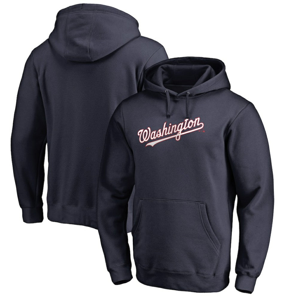 Washington Nationals Official Wordmark Fitted Pullover Hoodie - Navy Hoodies