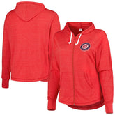 Washington Nationals Soft as a Grape Women's Plus Size Full-Zip Lightweight Hoodie Top - Red Hoodies