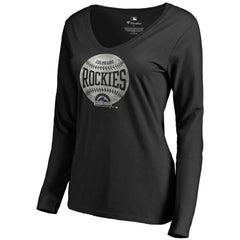 Colorado Rockies Women's Cooperstown Collection Slider Long Sleeve V-Neck T-Shirt - Black T-shirts