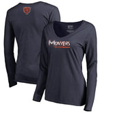 Chicago Bears Women's Monsters Long Sleeve V-Neck T-Shirt - Navy T-shirts