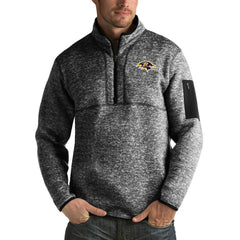 Baltimore Ravens Antigua Fortune Big & Tall Quarter-Zip Pullover Jacket - Heather Black Pullover