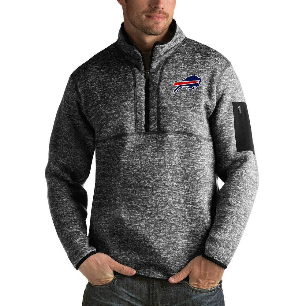 Buffalo Bills Antigua Fortune Big & Tall Quarter-Zip Pullover Jacket - Heather Black Pullover