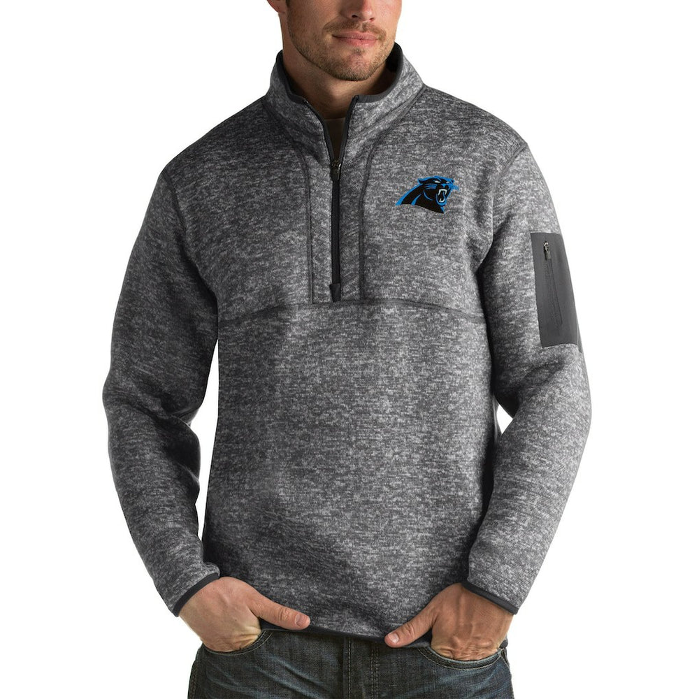 Carolina Panthers Antigua Fortune Big & Tall Quarter-Zip Pullover Jacket - Charcoal Pullover