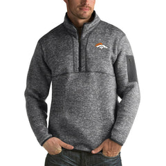 Denver Broncos Antigua Fortune Big & Tall Quarter-Zip Pullover Jacket - Charcoal Pullover