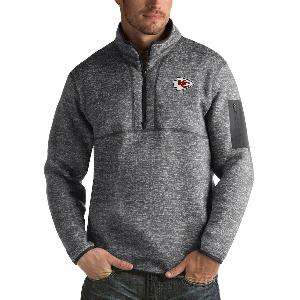 Kansas City Chiefs Antigua Fortune Big & Tall Quarter-Zip Pullover Jacket - Charcoal Pullover