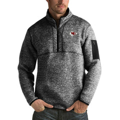 Kansas City Chiefs Antigua Fortune Big & Tall Quarter-Zip Pullover Jacket - Heather Black Pullover