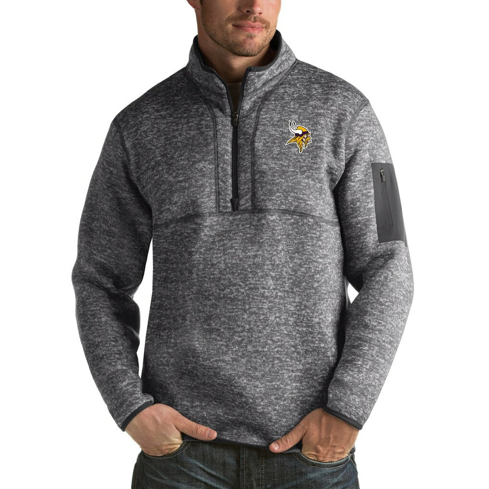 Minnesota Vikings Antigua Fortune Big & Tall Quarter-Zip Pullover Jacket - Charcoal Pullover