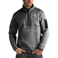 Minnesota Vikings Antigua Fortune Big & Tall Quarter-Zip Pullover Jacket - Heather Black Pullover