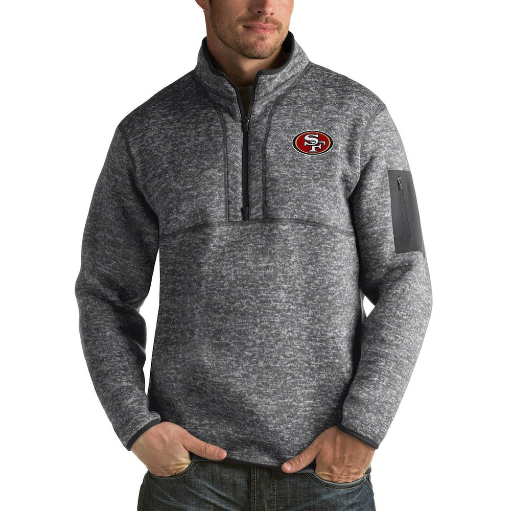San Francisco 49ers Antigua Fortune Big & Tall Quarter-Zip Pullover Jacket - Charcoal Pullover