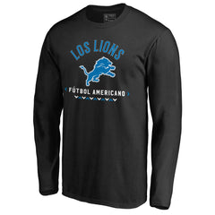 Detroit Lions Futbol Americano Long Sleeve T-Shirt - Black T-shirts