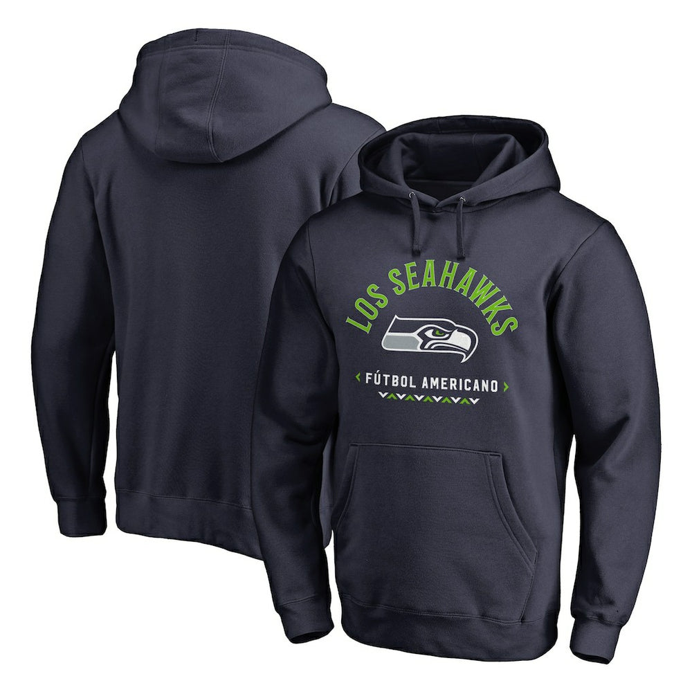 Seattle Seahawks Futbol Americano Pullover Hoodie - College Navy Hoodies