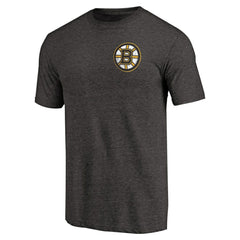 Boston Bruins Primary Logo Left Chest Distressed Tri-Blend T-Shirt - Black | US 3254332