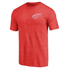 Detroit Red Wings Primary Logo Left Chest Distressed Tri-Blend T-Shirt - Red | US 3254340