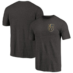 Vegas Golden Knights Primary Logo Left Chest Distressed Tri-Blend T-Shirt - Black | US 3254353