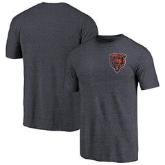 Chicago Bears Primary Logo Left Chest Distressed Tri-Blend T-Shirt - Heathered Navy T-shirts