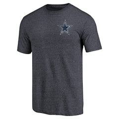 Dallas Cowboys Primary Logo Left Chest Distressed Tri-Blend T-Shirt - Heathered Navy T-shirts