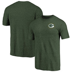 Green Bay Packers Primary Logo Left Chest Distressed Tri-Blend T-Shirt - Heathered Green T-shirts