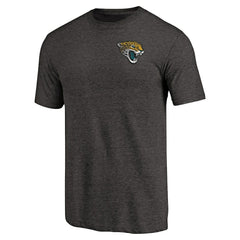 Jacksonville Jaguars Primary Logo Left Chest Distressed Tri-Blend T-Shirt - Heathered Black T-shirts