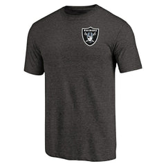 Las Vegas Raiders Primary Logo Left Chest Distressed Tri-Blend T-Shirt - Heathered Black T-shirts