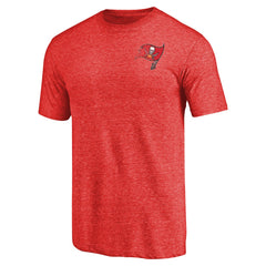 Tampa Bay Buccaneers Primary Logo Left Chest Distressed Tri-Blend T-Shirt - Heathered Red T-shirts
