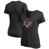 Edmonton Oilers Women's Arch Smoke V-Neck T-Shirt - Black | US 3255554