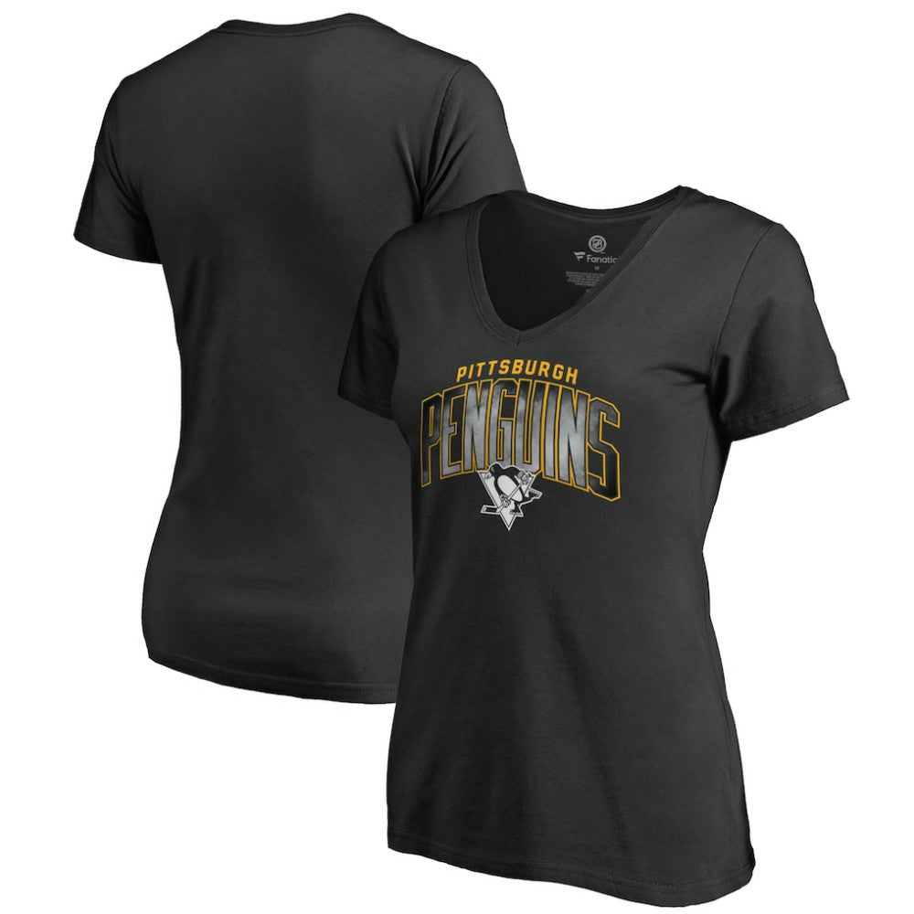 Pittsburgh Penguins Women's Arch Smoke V-Neck T-Shirt - Black | US 3255565