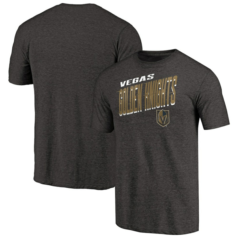 Vegas Golden Knights Slant Strike Tri-Blend T-Shirt - Black | US 3255857